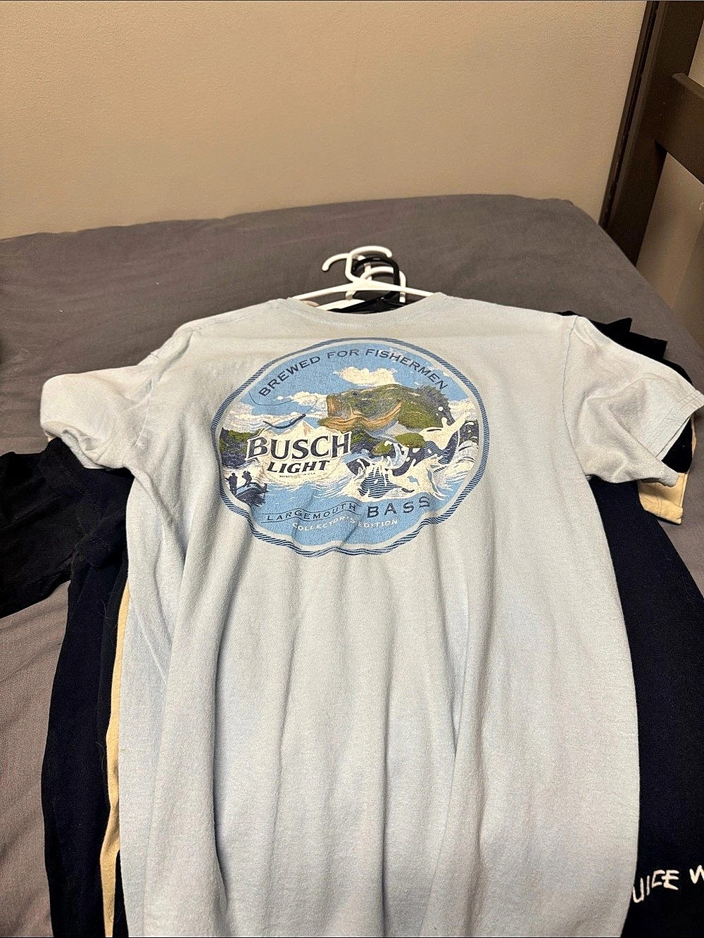 Busch Light Bass Fishing Graphic T-Shirt Gray